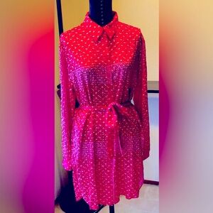 RHINESTONES EVERYWHERE!! HOT PINK BANDANNA RHINESTONE DRESS BY AKIRA SIZE SMALL